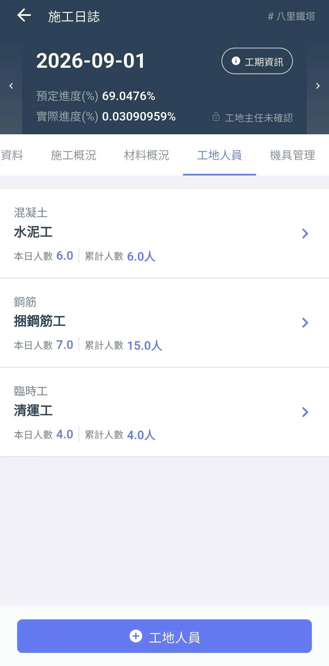 Jobdone 施工日誌畫面